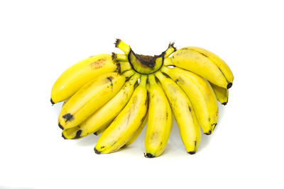 Close-up of yellow fruit against white background