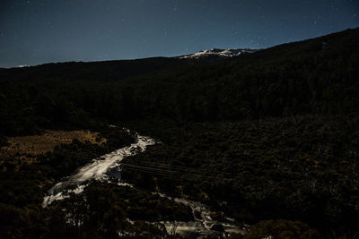 Scenic view of landscape against sky at night