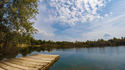 Scenic view of lake against sky