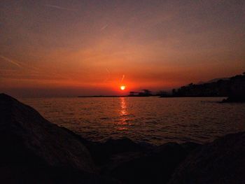 Scenic view of sea during sunset