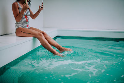 Woman in swimming pool