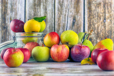 Close-up of apples on table
