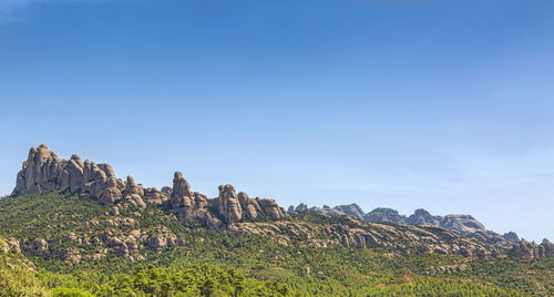 Rock formations on landscape against sky