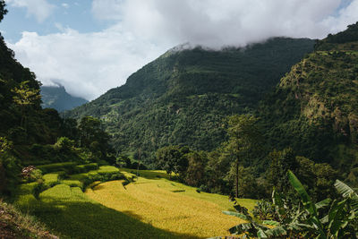 Scenic view of mountains against sky