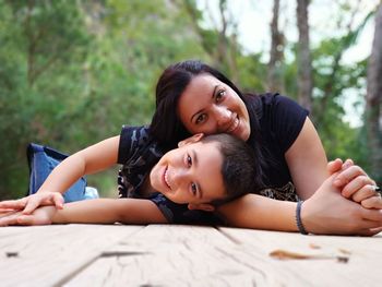 Portrait of smiling mother and son