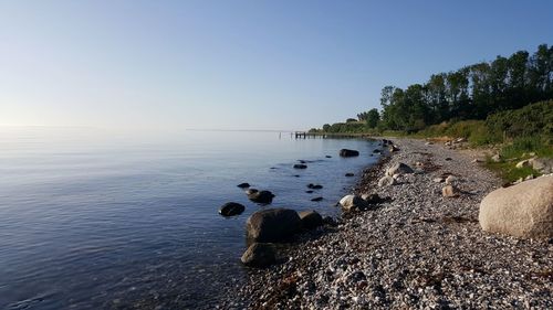 Scenic view of sea against clear sky