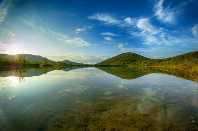 Scenic view of lake against sky