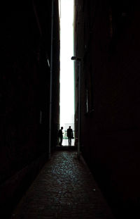 Rear view of silhouette people walking on walkway