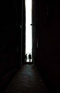 Rear view of silhouette people walking on walkway