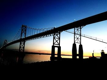 Silhouette bridge against sky during sunset