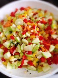 Close-up of served salad in bowl