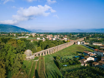 High angle view of townscape against sky