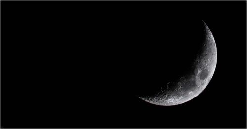 Low angle view of moon against clear sky at night