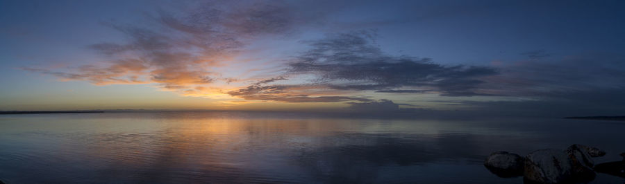 Scenic view of sea at sunset