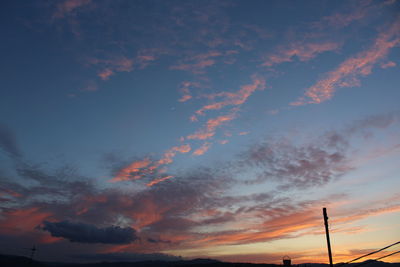 Low angle view of sky at sunset