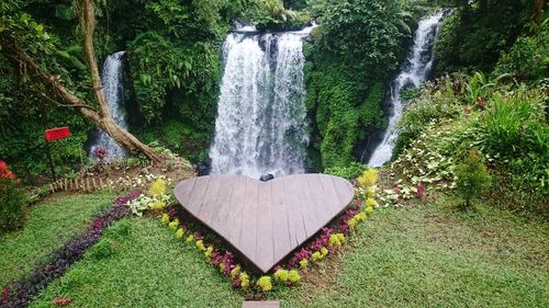 Scenic view of waterfall in park