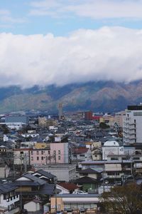 High angle view of townscape against sky