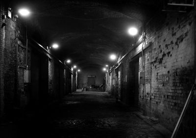 View of illuminated tunnel