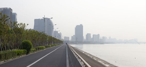 View of cityscape against clear sky