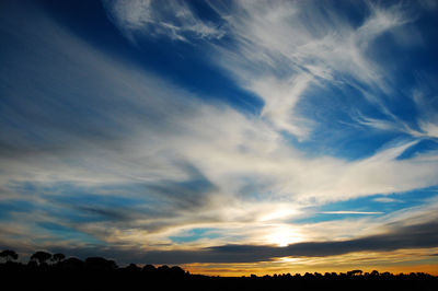 Silhouette landscape against sky during sunset