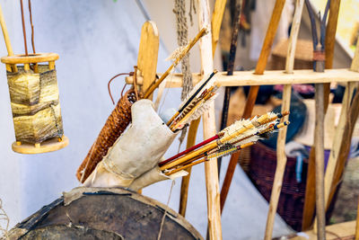 Close-up of clothes for sale at market