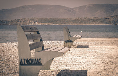 Scenic view of sea against mountains