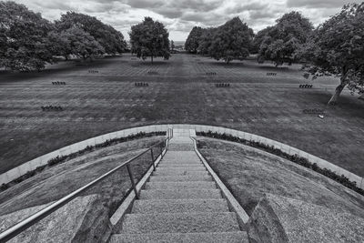 High angle view of la cambe german war cemetery