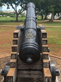 Abandoned building on field