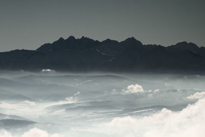 Scenic view of mountains against sky