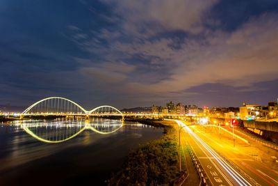 Light trails on city at night