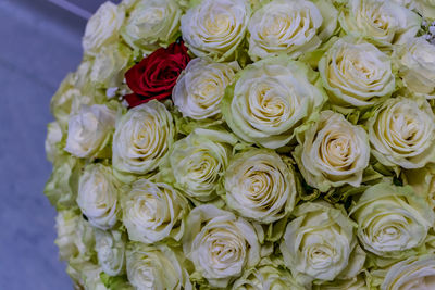 High angle view of rose bouquet