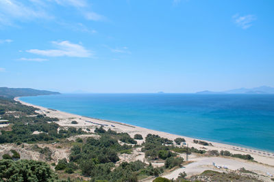 Scenic view of sea against blue sky