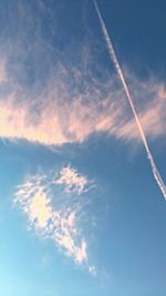 Low angle view of vapor trail in sky