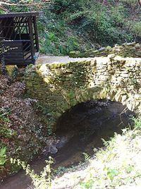 High angle view of stone wall