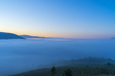 Scenic view of landscape against sky during sunset