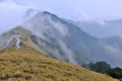 Scenic view of mountains against sky