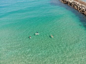 High angle view of swimming pool in sea