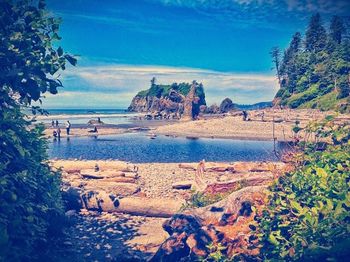 Scenic view of beach against sky