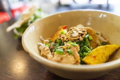 Close-up of meal served in bowl