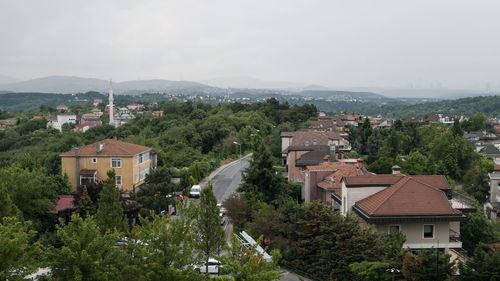 High angle view of townscape against sky