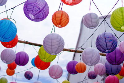 Low angle view of colorful lanterns