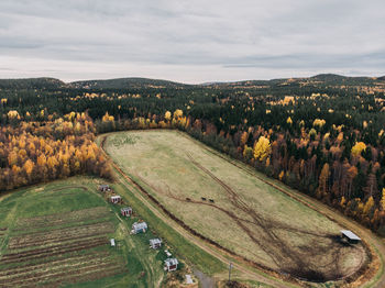 Scenic view of landscape against sky during autumn