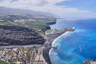 High angle view of beach against sky