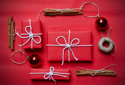 Close-up of christmas decoration on table