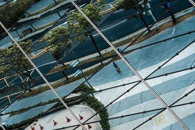 High angle view of swimming pool by river