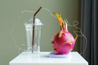 Close-up of drink in glass on table