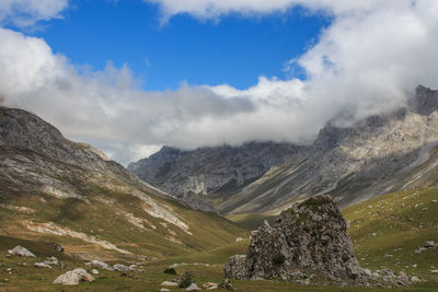 Scenic view of mountains against sky