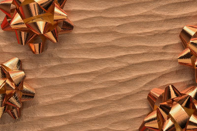 High angle view of christmas tree on sand