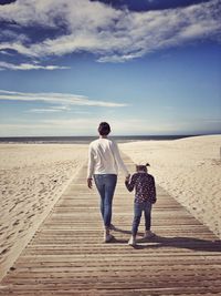 Rear view of couple on beach