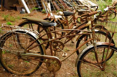 Bicycle parked on road